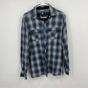 Kuhl Blue Plaid Button Down Shirt Medium